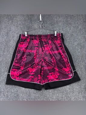 AND1 Red & Black Graffiti Basketball Shorts Men’s 3XL Comfort Elastic Waist